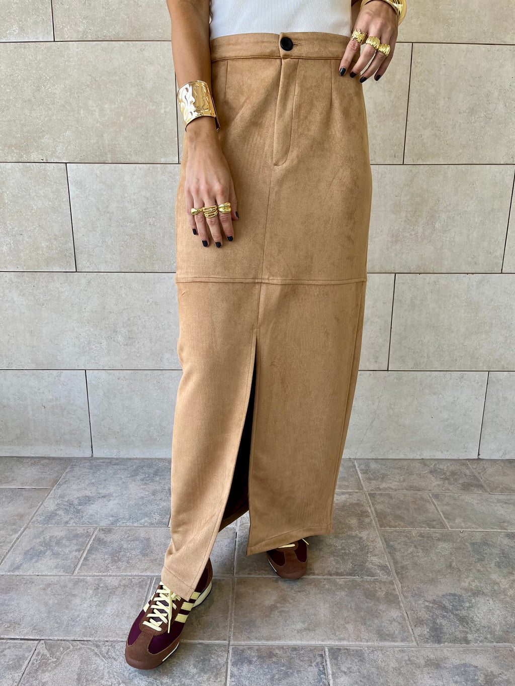 Camel Summer Suede Skirt