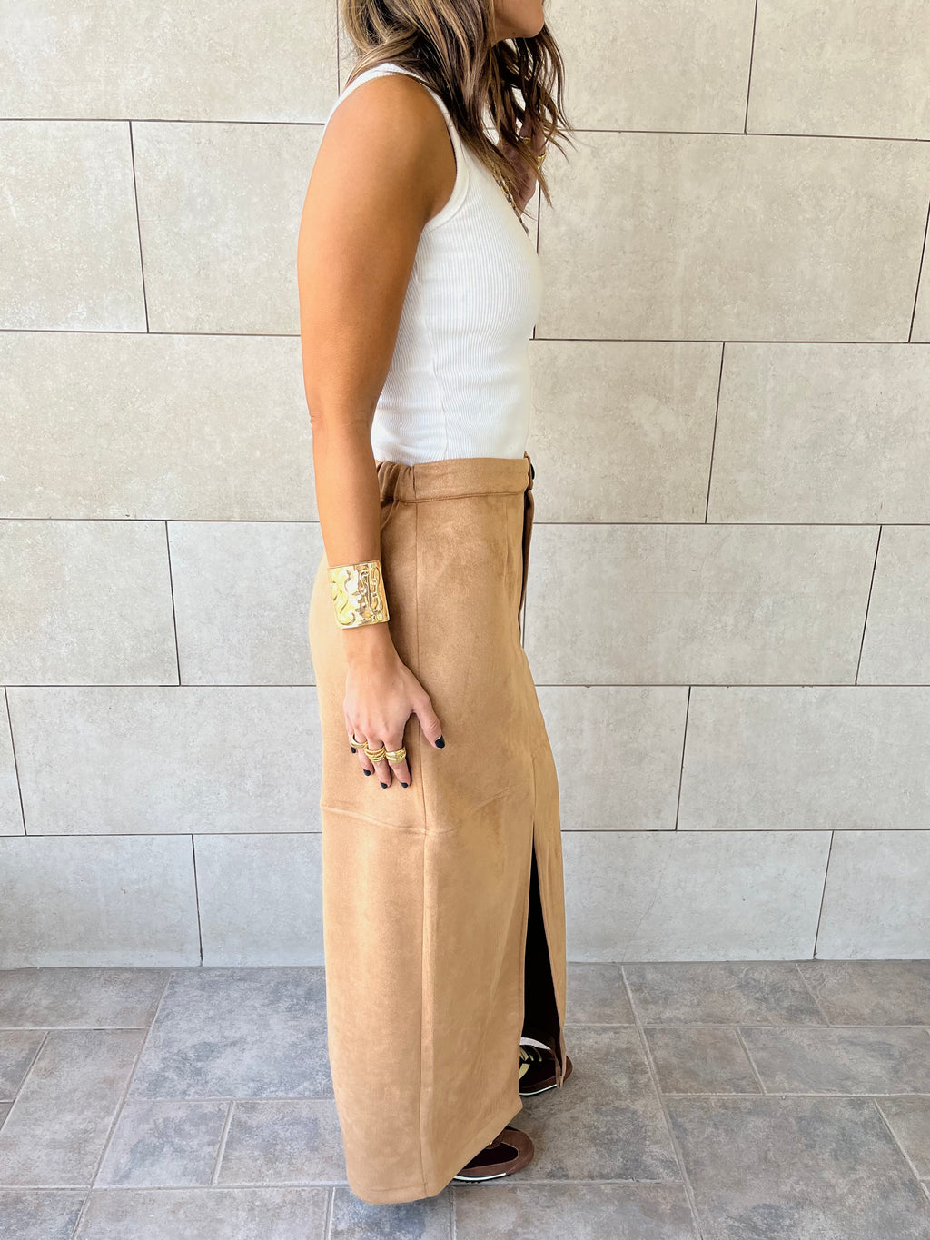Camel Summer Suede Skirt