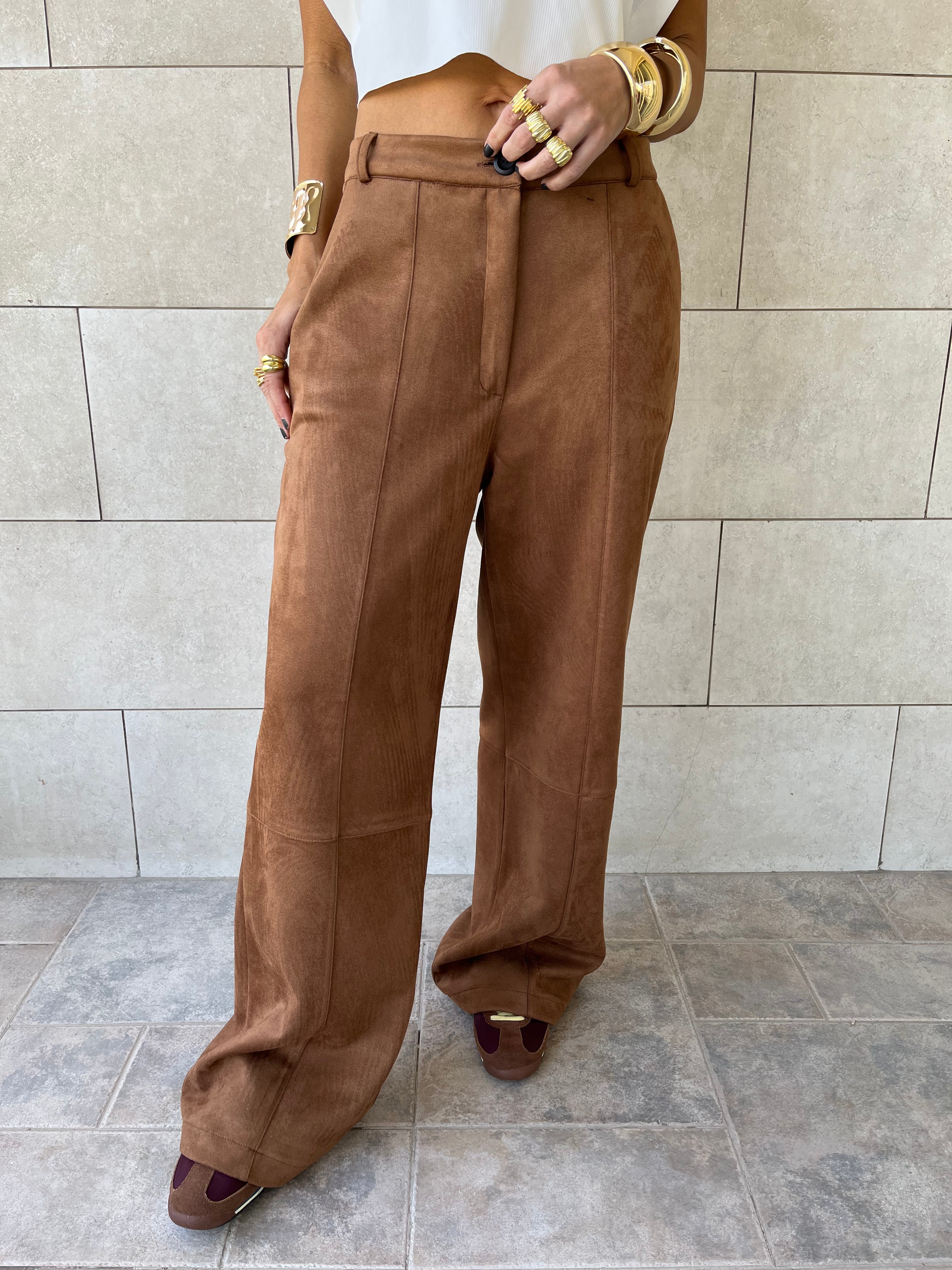 Camel Suede tailored Utility Pants