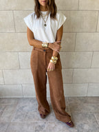 Camel Suede tailored Utility Pants