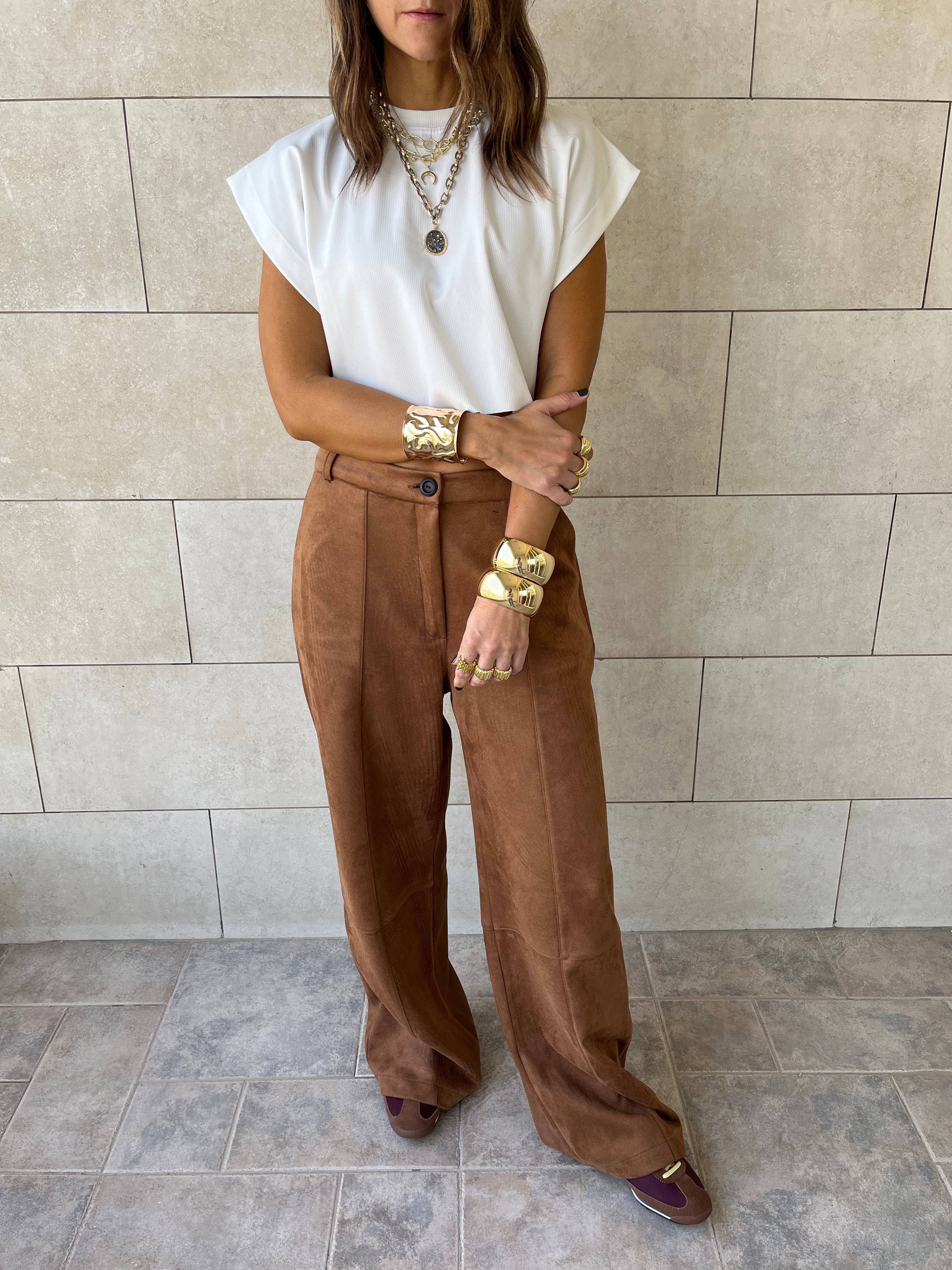 Camel Suede tailored Utility Pants