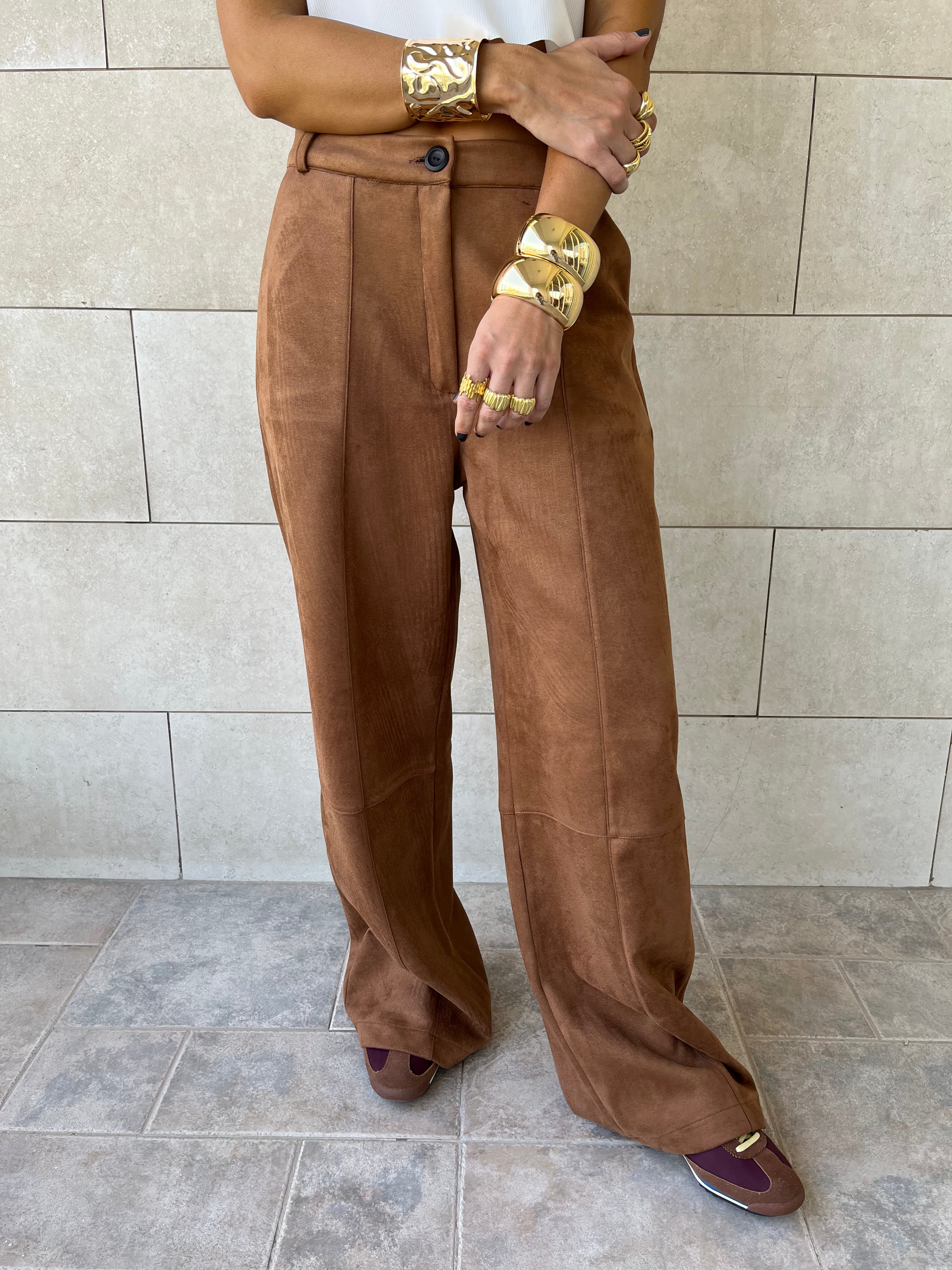 Camel Suede tailored Utility Pants