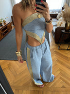 Golden Blue Edge Pants