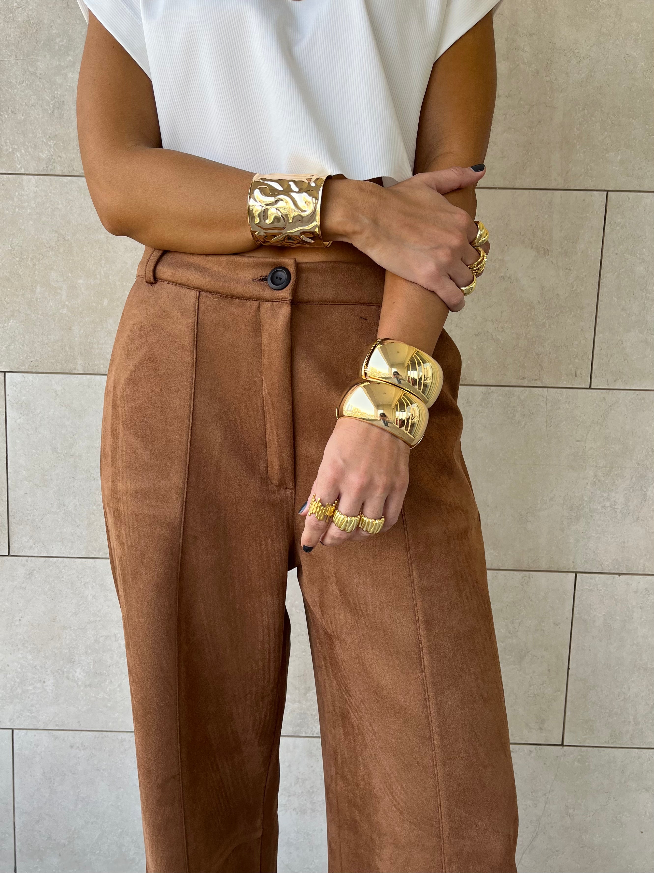 Camel Suede tailored Utility Pants