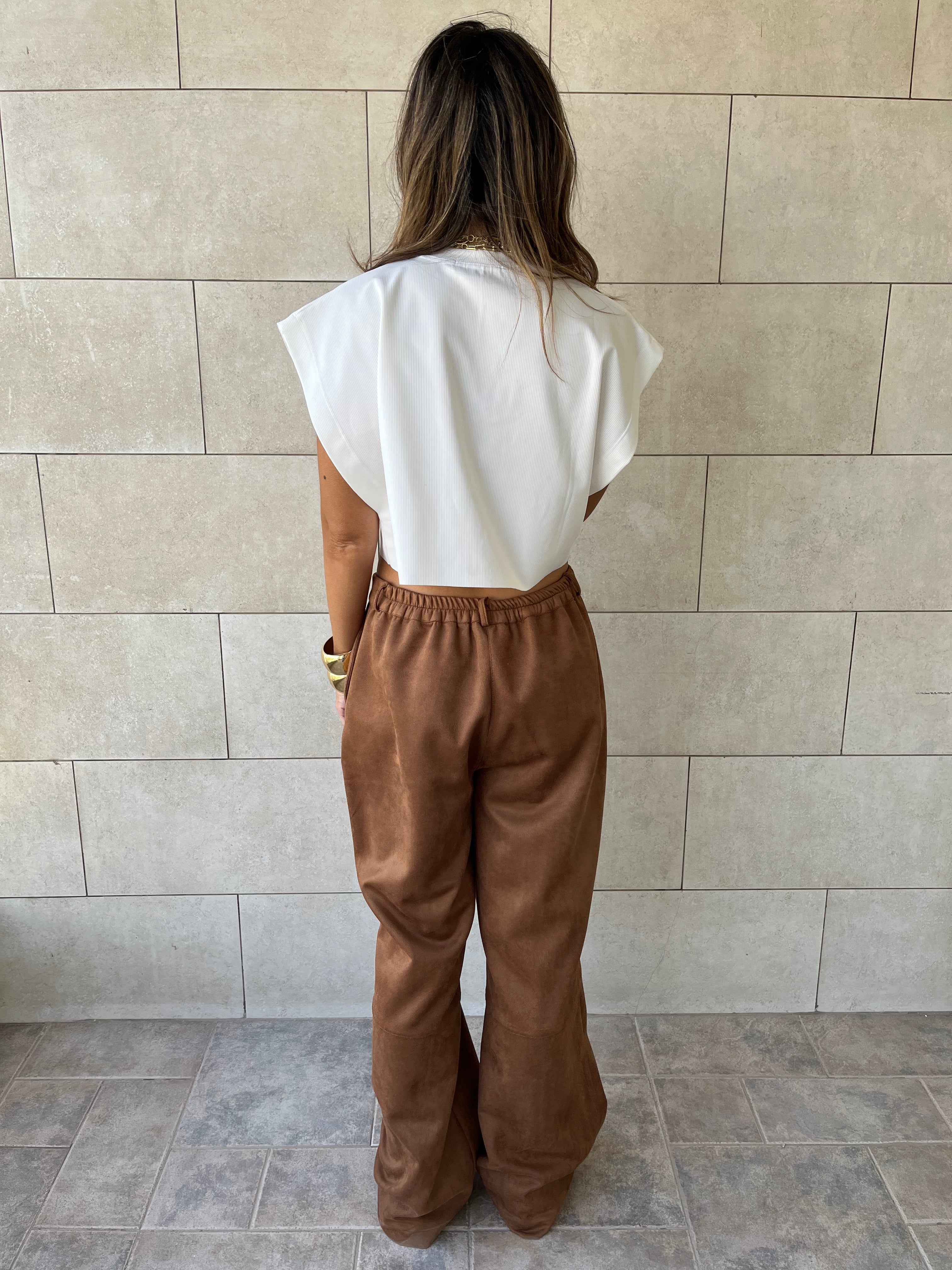 Camel Suede tailored Utility Pants