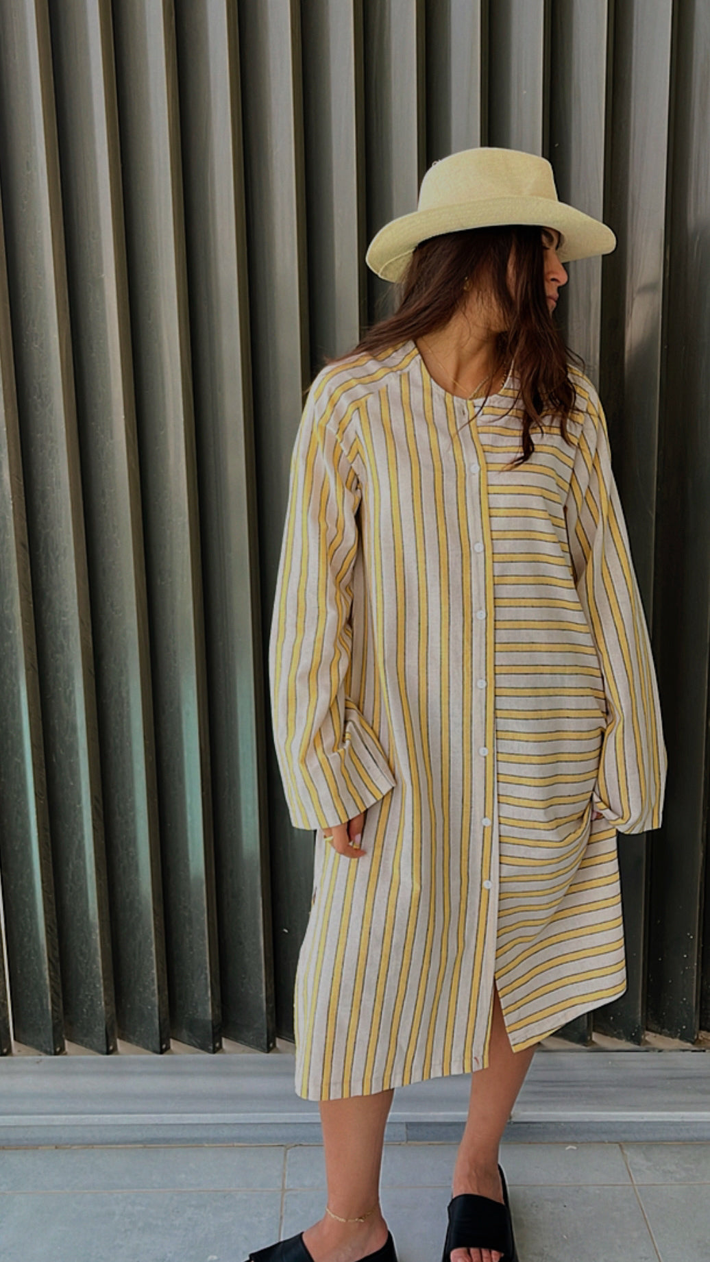 Yellow Desert Lined Linen Dress