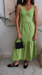 Lime Tiered Cotton City Dress