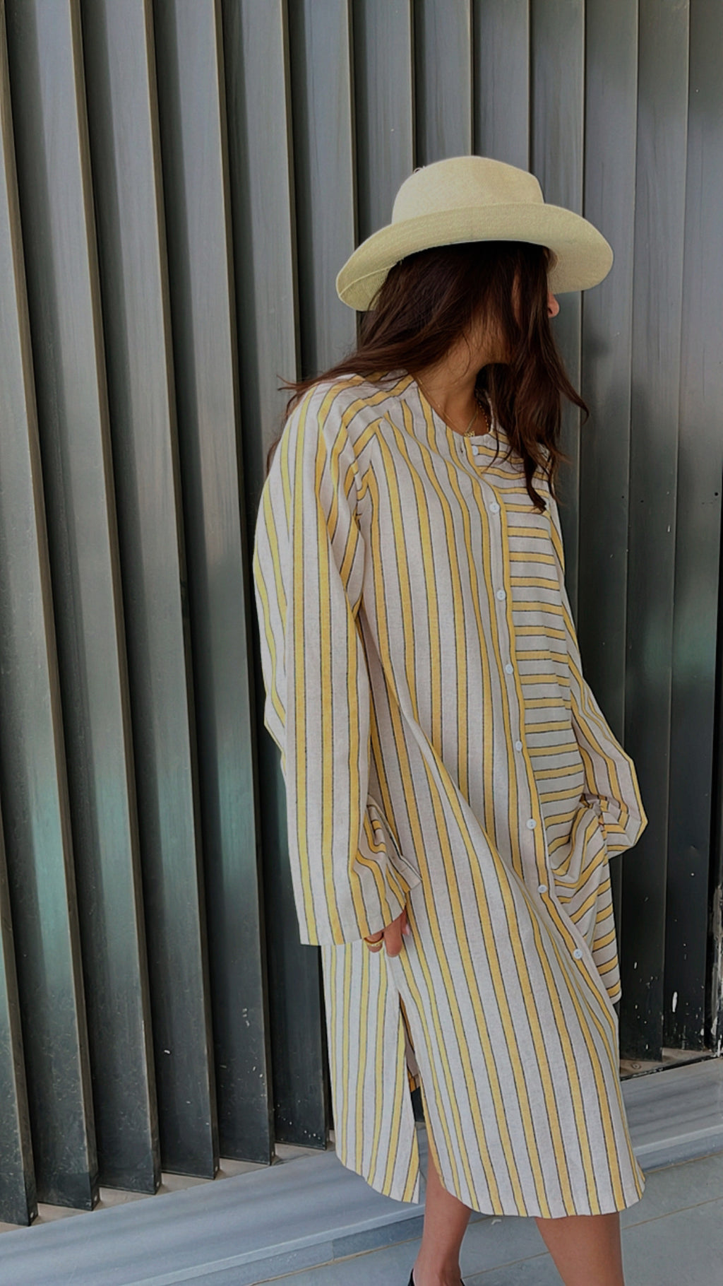 Yellow Desert Lined Linen Dress