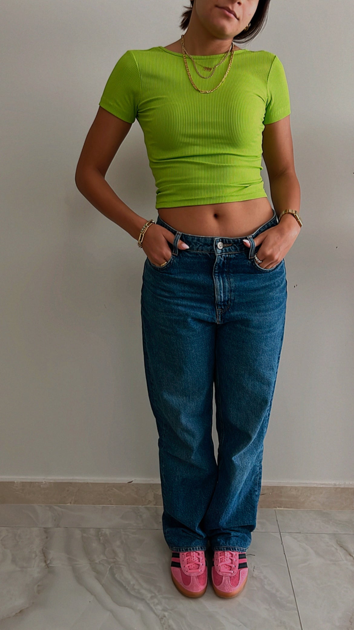 Lime Backless Ribbed Tee