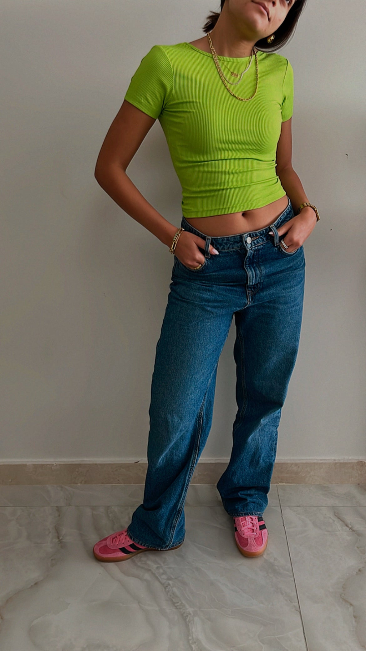 Lime Backless Ribbed Tee