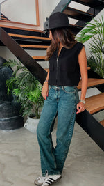 Black Cargo Cropped Vest