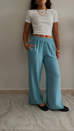 Baby Blue Slitted Loose Pants