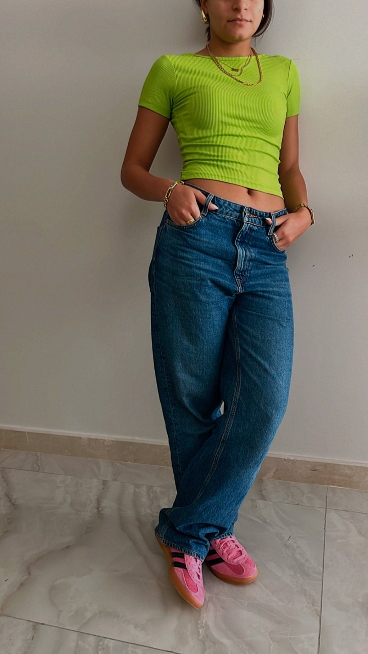 Lime Backless Ribbed Tee