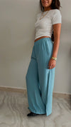 Baby Blue Slitted Loose Pants