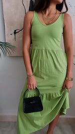 Lime Tiered Cotton City Dress