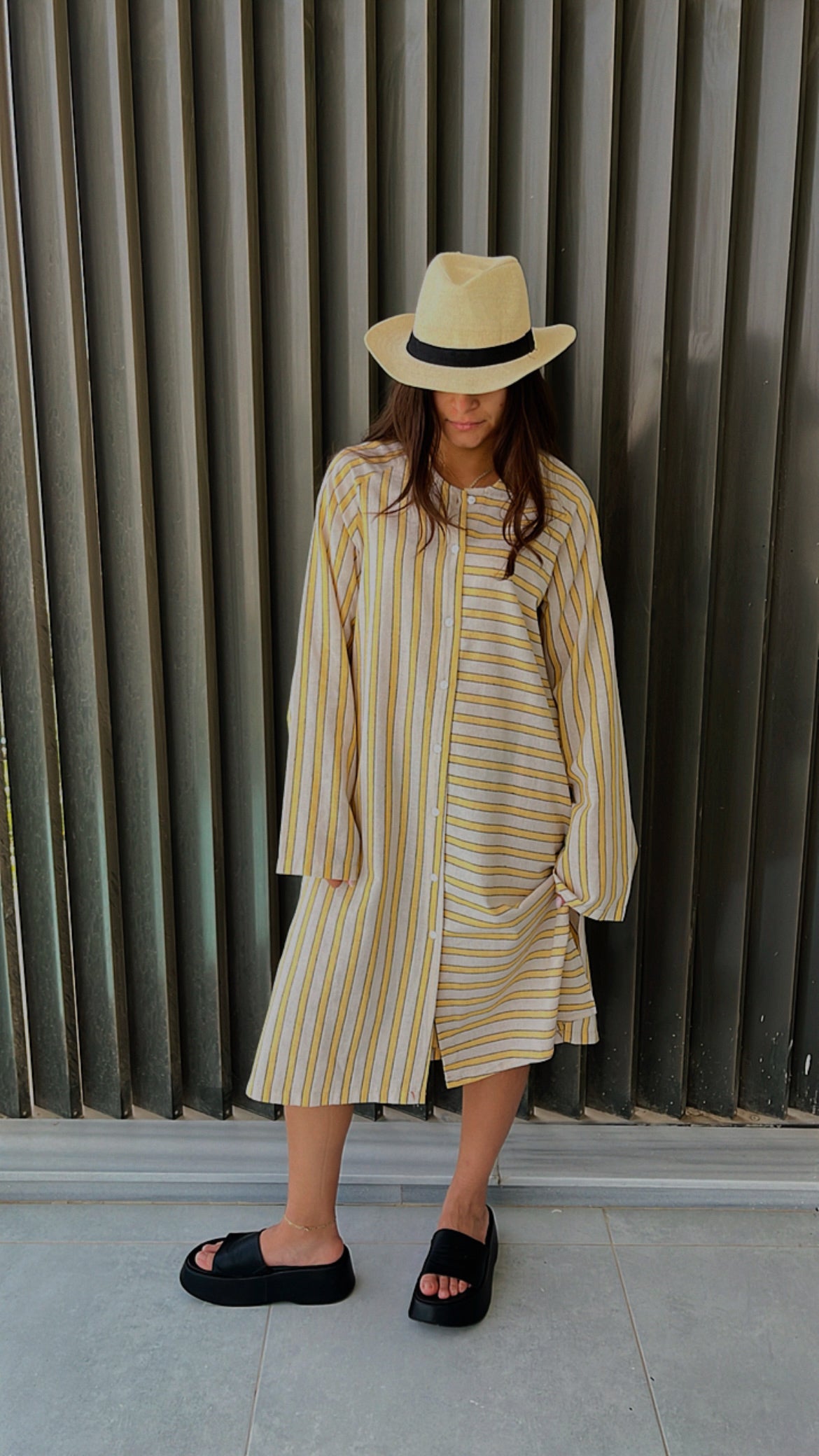 Yellow Desert Lined Linen Dress