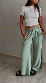 Mint Slitted Loose Pants