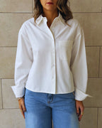 White Boyfriend Oxford Short Shirt