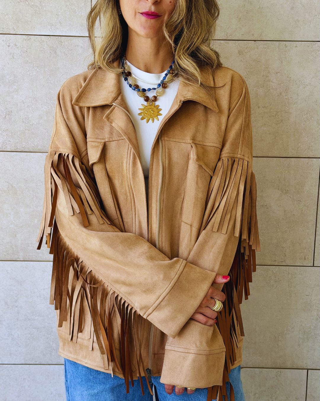 Beige Cowgirl Suede Jacket