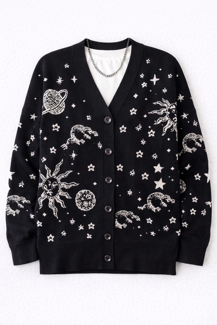 Black Midnight Constellation Cardigan