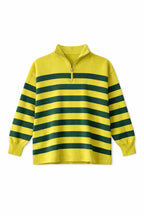 Green & Lime Striped Zip up pullover
