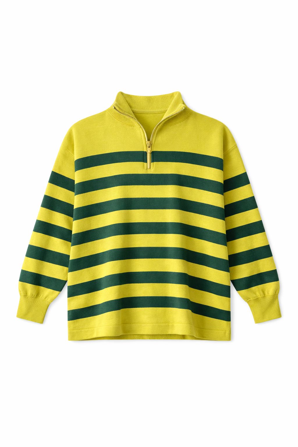 Green & Lime Striped Zip up pullover