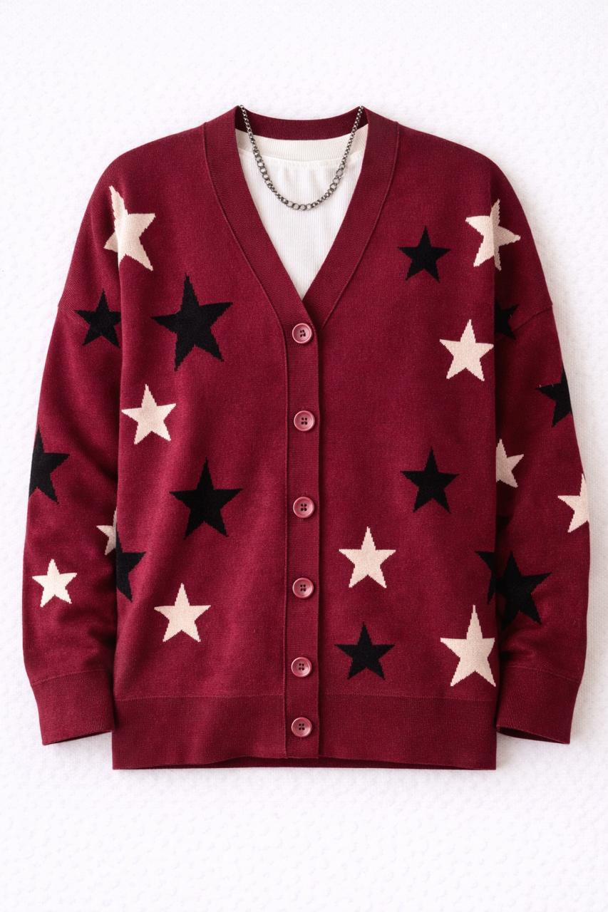 Burgundy Startstruck Knit Cardigan