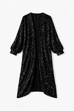 Black Sequin Velvet Kimono