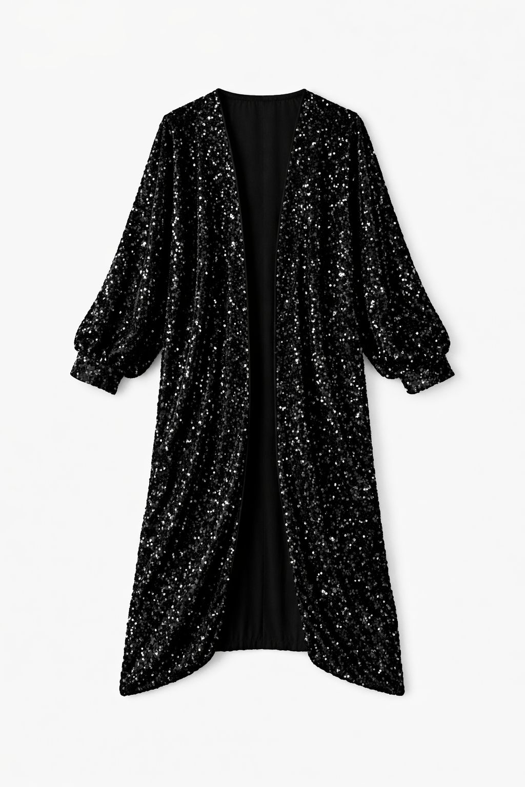 Black Sequin Velvet Kimono