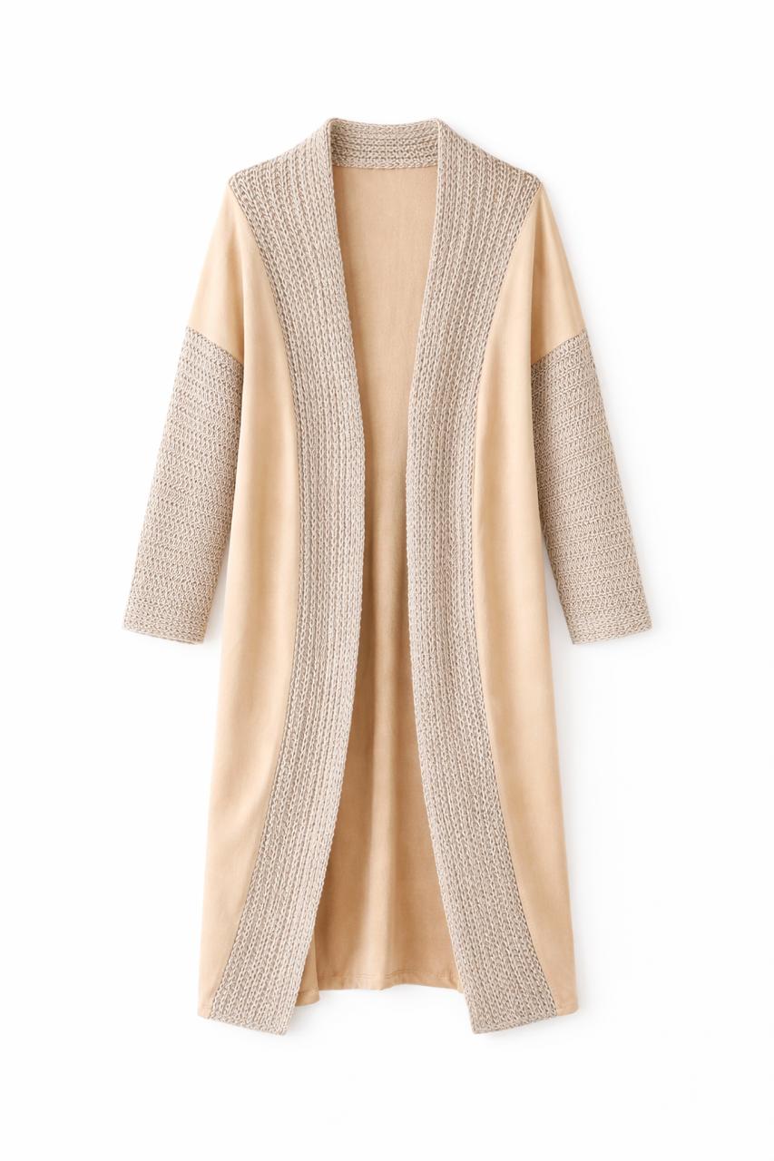 Beige Linen mesh Cardigan