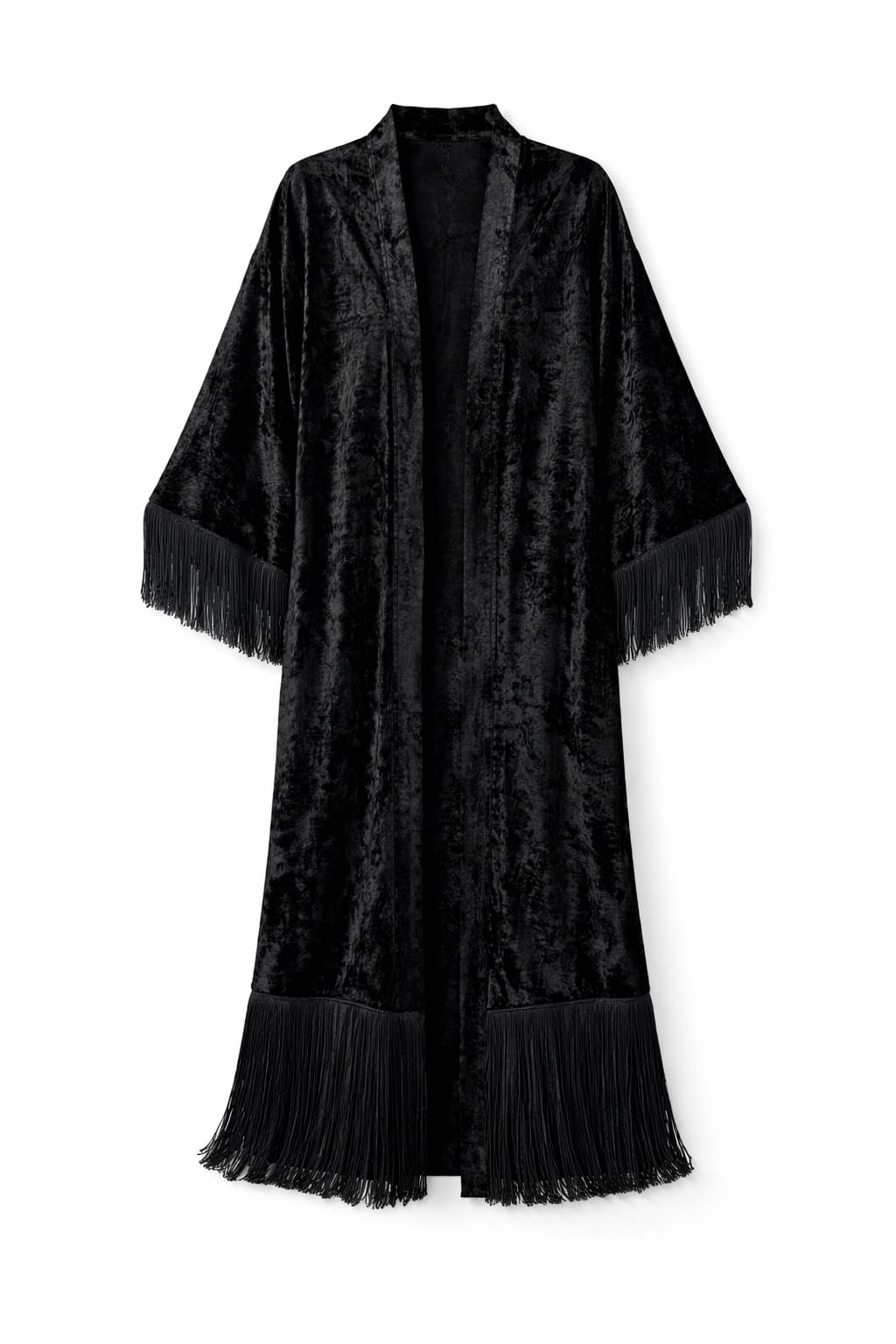 Black Velvet Fringe Kimono