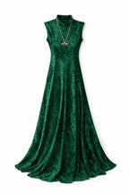 Green Soft Velvet Maxi Dress