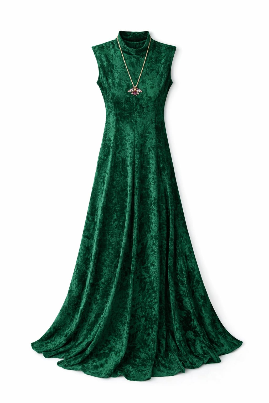 Green Soft Velvet Maxi Dress