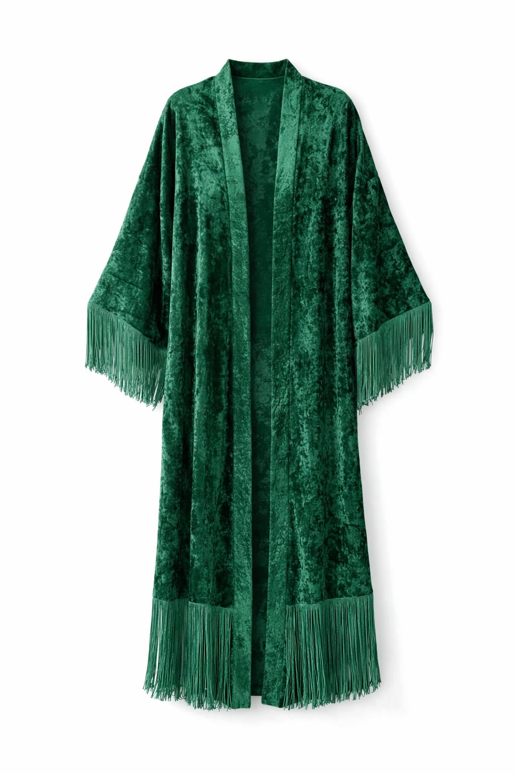 Green Velvet Fringe Kimono