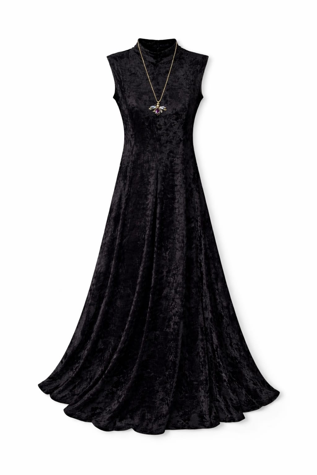 Black Soft Velvet Maxi Dress