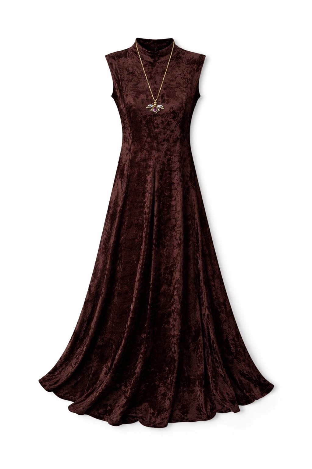 Brown Soft Velvet Maxi Dress