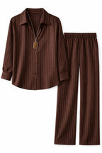 Brown Striped Satin Eclipse Set