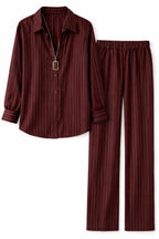 Burgundy Striped Satin Eclipse Set