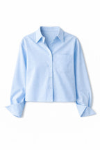 Baby Blue Boyfriend Oxford Short Shirt