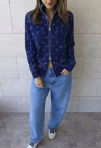 Navy Bandana Double Zip Up