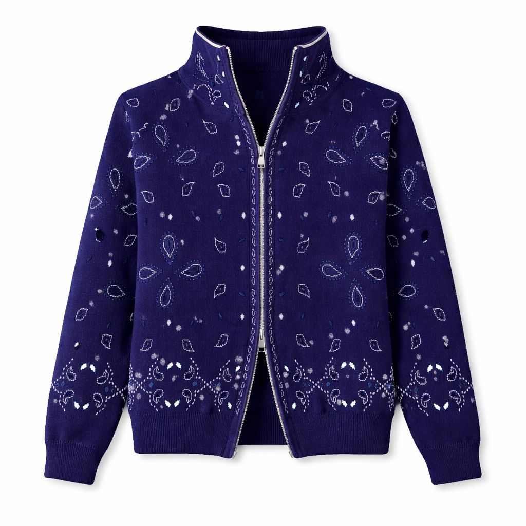 Navy Bandana Double Zip Up