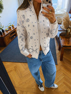 Beige Bandana Double Zip Up