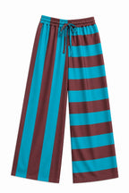 Turquoise & Brown Striped Colored Pants