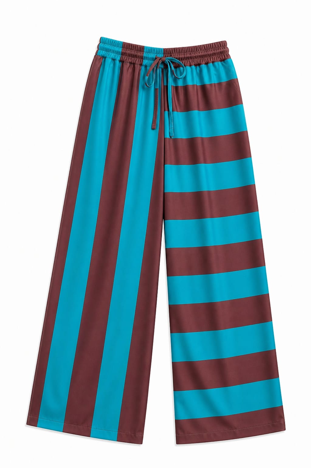 Turquoise & Brown Striped Colored Pants
