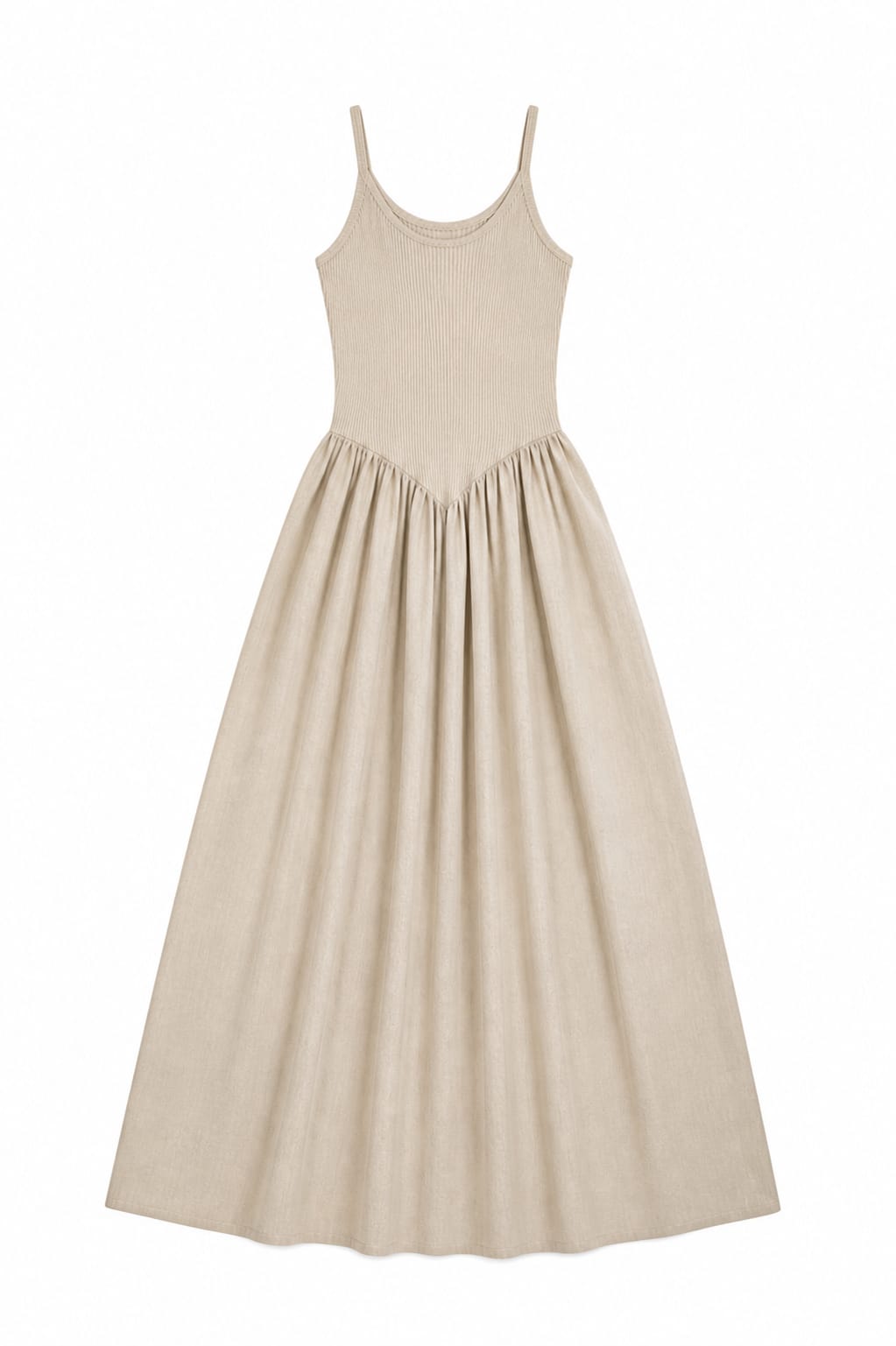 Beige Drop Waist Dress