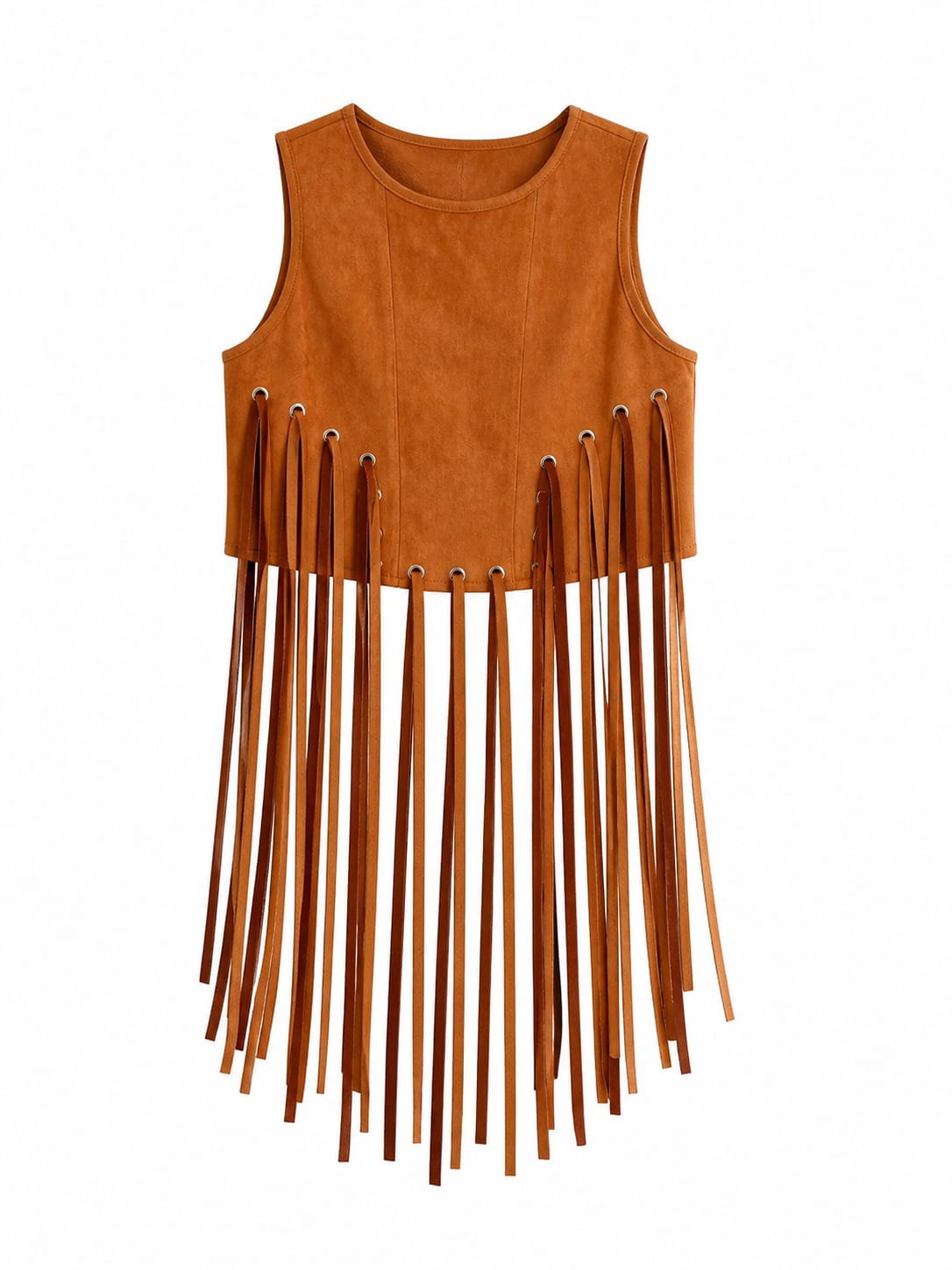 Camel Fringe Me Up Suede Top