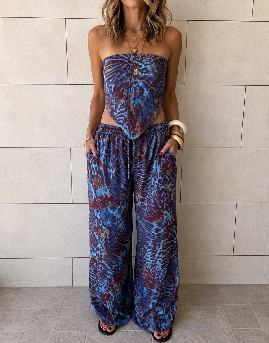 Indigo Safari Scarf Top