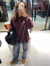 Plum Fleece Lined Oversized Sweatshirt