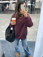 Plum Fleece Lined Oversized Sweatshirt