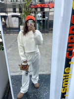 White Fleece Lined Cropped Sweatshirt